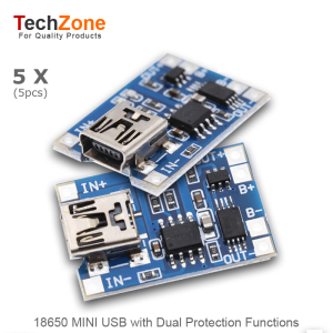 5PC MINI USB 18650 1A Lithium Battery Charger Module Board Dual Protection Lipo