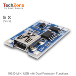 5PC MINI USB 18650 1A Lithium Battery Charger Module Board Dual Protection Lipo