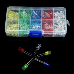 300Pcs 3mm / 5mm LED Light Assortment Kit White Yellow Red Blue Green Diodes Box