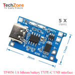 5pcs Type-C USB 18650 Li Ion Battery Charger Module Protection Dual Functions 1A